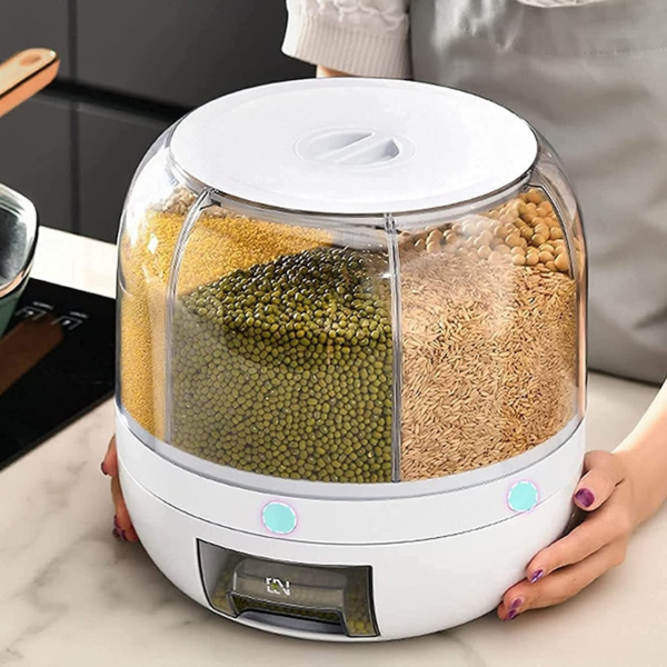 2 main kitchen rotation 6kg plastic pet rice grain dispenser food container grain bucket storage box dispenser housewarming gift