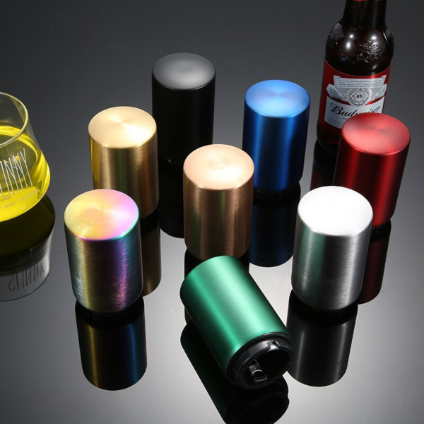 2 main ouvre bouteille de biere automatique en acier inoxydable magnetique pousser vers le bas vin biere soda ouvre bouchon accessoires de cuisine