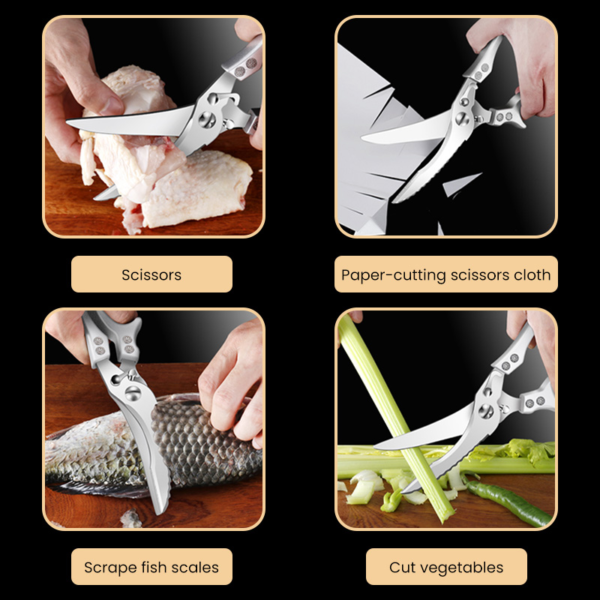 4 main ciseaux de cuisine en os de poulet tranchants couteau de cuisine ciseaux de coupe multi poulet et canard ecailles de poisson couteau outils de cuisine accessoires