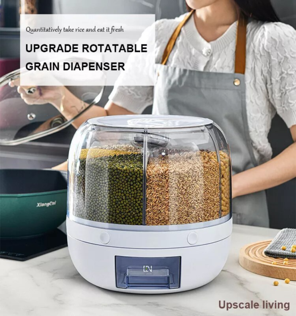 4 main kitchen rotation 6kg plastic pet rice grain dispenser food container grain bucket storage box dispenser housewarming gift