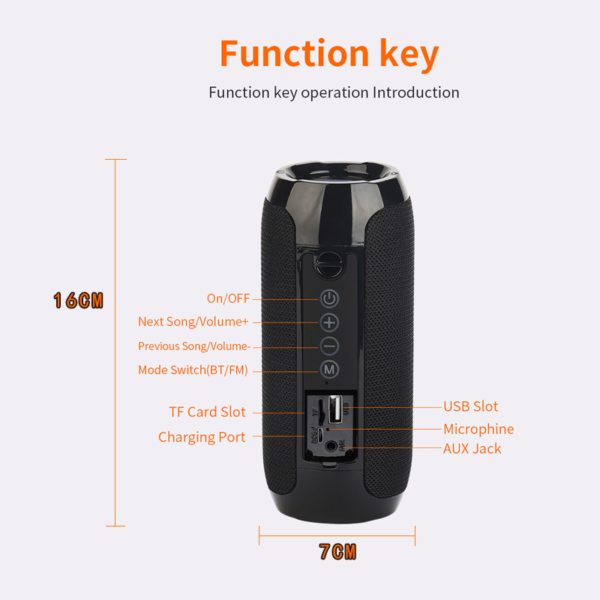 5 main haut parleur portable sans fil compatible bluetooth caisson de basses d39exterieur etanche support stereo surround radio fm 1
