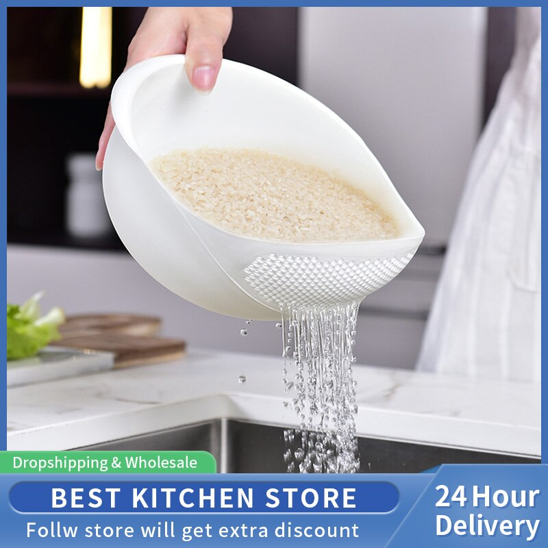 Rice Washing Filter Strainer Basket Colander Sieve Fruit Vegetable Bowl Drainer Cleaning Tools Home Kitchen Kit kitchen tools