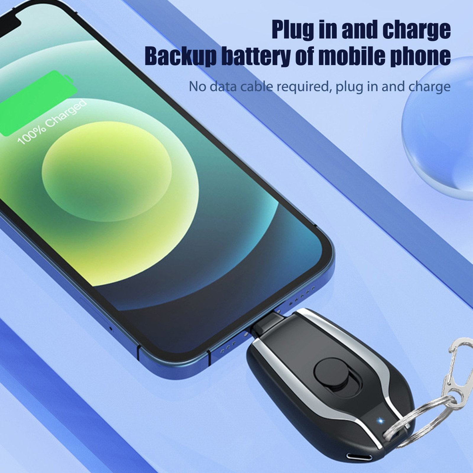Portable Keychain Charger 1500mAh Type-C Ultra-Compact Mini Battery Pack Fast Charging Backup Power Bank For Iphone Devices