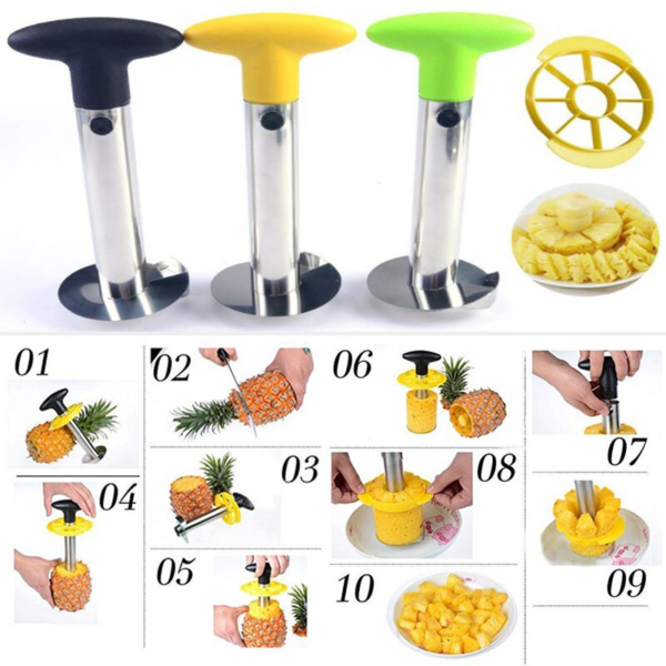 5 main stainless steel pineapple corer slicer spiral cutter fruit corer peeler stem remover blades for easy coring kitchen tools Copy