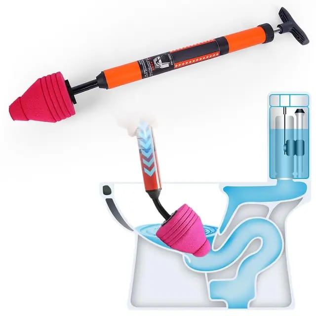 High-pressure toilet unblock ashot, stainless steel toilet dredge, toilet plunger kit air drin clog remover plumbing tool